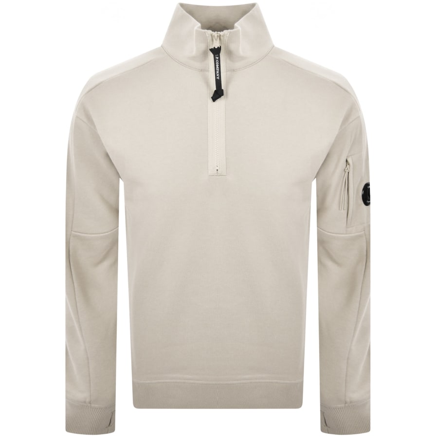 CP Company Quarter Zip Sweatshirt Cream | Mainline Menswear